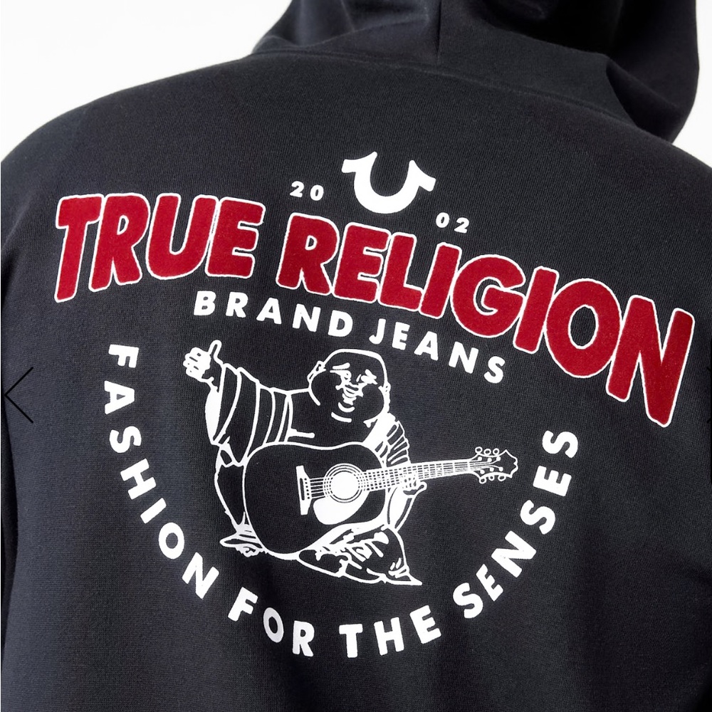 True Religion FLOCKED BUDDHA LOGO ZIP HOODIE